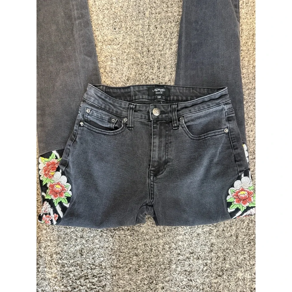 Ed Hardy Size 28 Black Japan Lion Slim Straight Denim Jeans